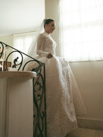 Long Sleeve Lace Ball Gown Wedding Dress