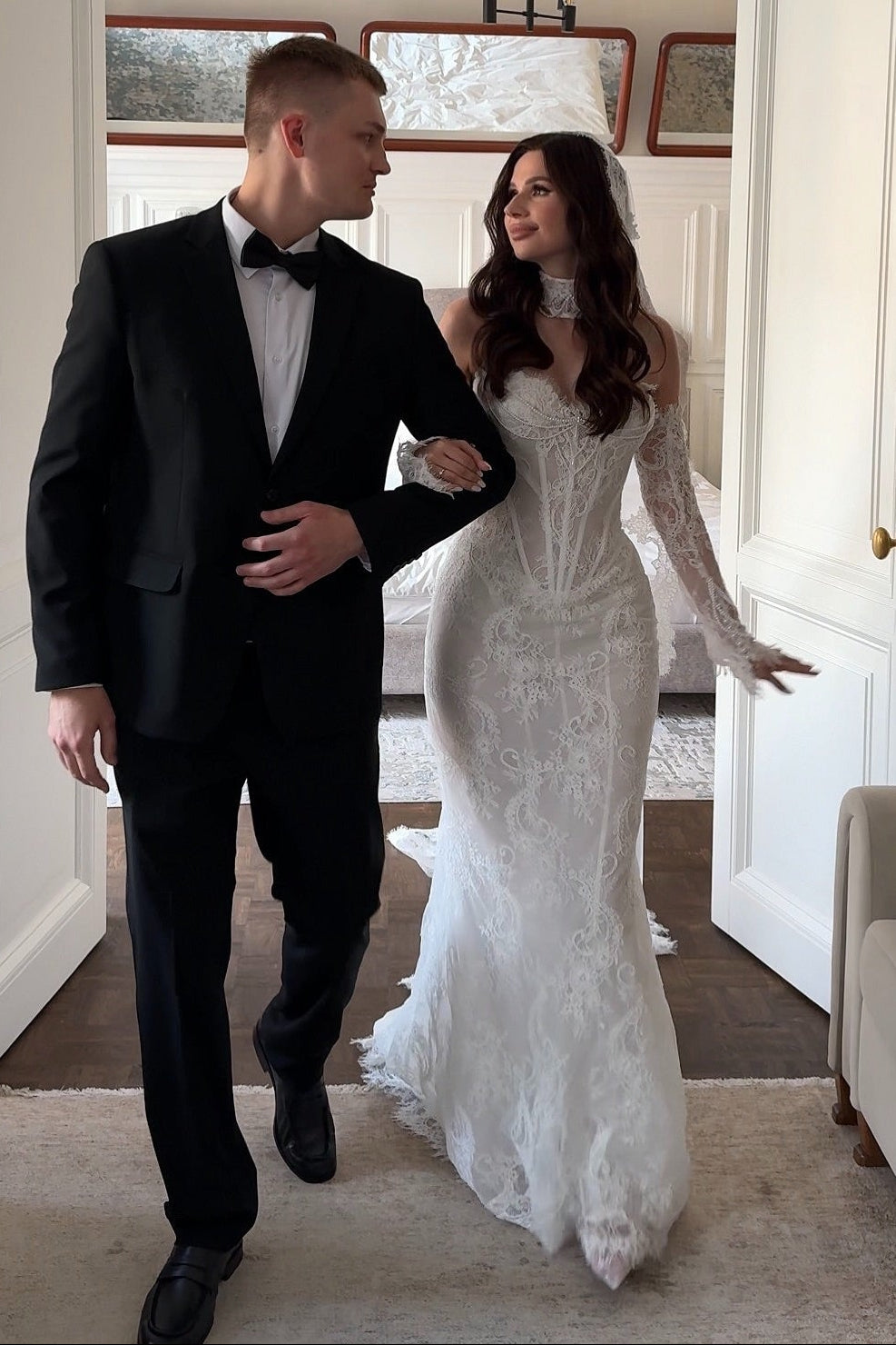 Off-Shoulder Lace Mermaid Bridal Gown with Train
