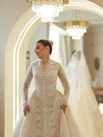 Long Sleeve Lace Ball Gown Wedding Dress