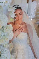Strapless Lace Sweetheart A-Line Wedding Dress with Train