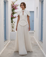 High Neck Keyhole Pleated Two-Piece Gown