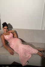Sequin Corset Maxi Dress with Sweetheart Neck