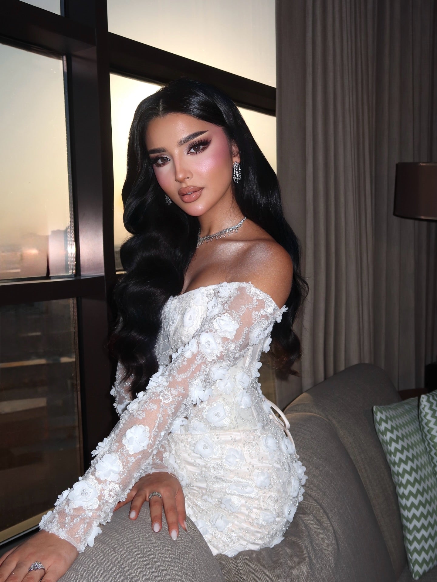 Off-the-Shoulder 3D Floral Lace Mermaid Wedding Dress