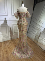 Off-the-Shoulder Floral Embroidery Mermaid Gown