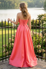 Strapless Bow Cutout Ball Gown with Slit