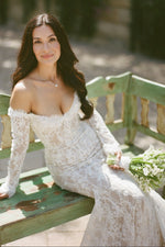 Off-the-Shoulder Long Sleeve Lace Mermaid Wedding Dress