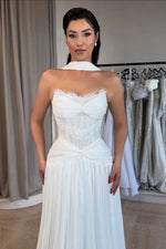Strapless Lace Corset Wedding Gown with Chiffon Skirt