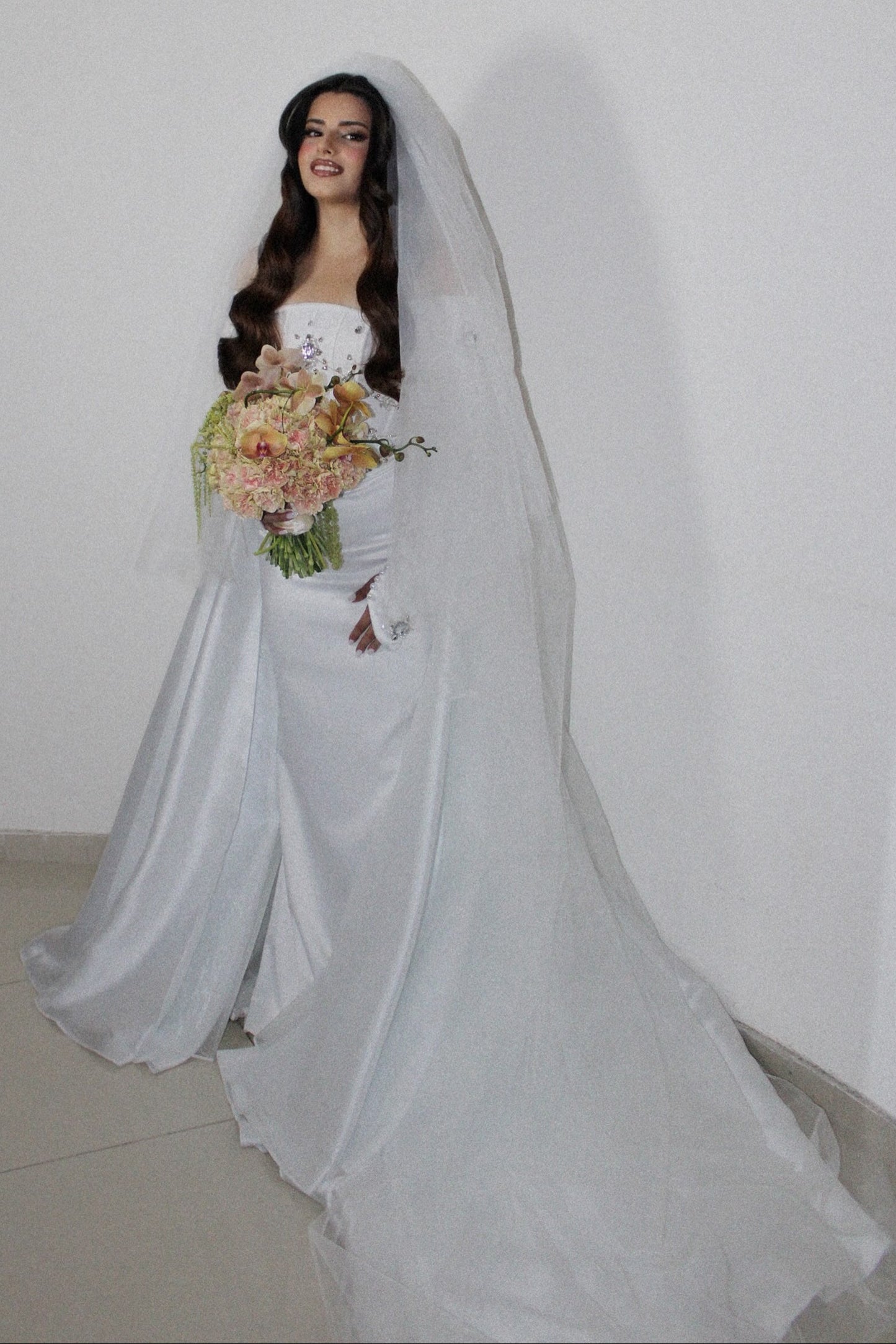 Off-Shoulder Beaded Mermaid Wedding Gown