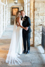 Strapless Deep V-Neck Sequin Wedding Gown