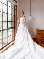 Off-The-Shoulder 3D Floral Corset Wedding Dress
