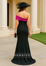 Black Strapless Side Slit Floor-Length Mermaid Mother of the Bride Dress