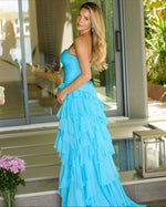 Strapless Beaded A-Line Tassel Sleeveless Flowers Side Slit Prom Dress