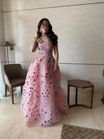 Fashion Spaghetti Straps Pink Sleeveless Sequins Sparkle Prom Dress