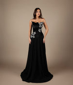Black Sweetheart Sparkle Flowers Mermaid Floor-Length Evening Dress