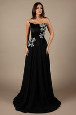 Black Sweetheart Sparkle Flowers Mermaid Floor-Length Evening Dress