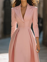 Elegant Pleated Blazer Midi Dress