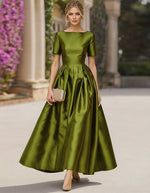 Half Sleeve A-Line Ankle-Length Evening Dress