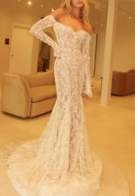 Long Sleeves Lace Off the Shoulder Mermaid Wedding Dresses with Appliques