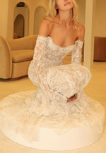 Long Sleeves Lace Off the Shoulder Mermaid Wedding Dresses with Appliques