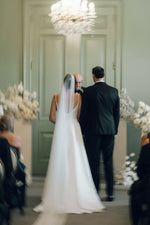 Fashion A Line Square Neck Satin Satin Long Wedding Dresses with Beading