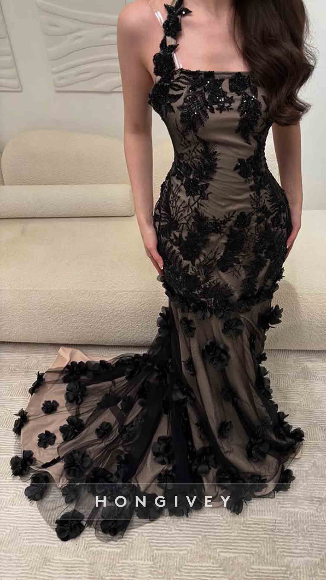 Halter Mermaid Sleeveless Flowers Prom Dress