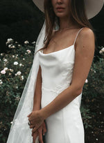 Boho Garden Summer Beach Cowl Neck Sleeveless Court Train Lace Wedding Dresses