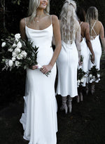 Boho Garden Summer Beach Cowl Neck Sleeveless Court Train Lace Wedding Dresses