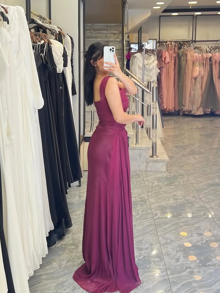 Square Neck Sleeveless Mermaid Formal Women Evening Dress
