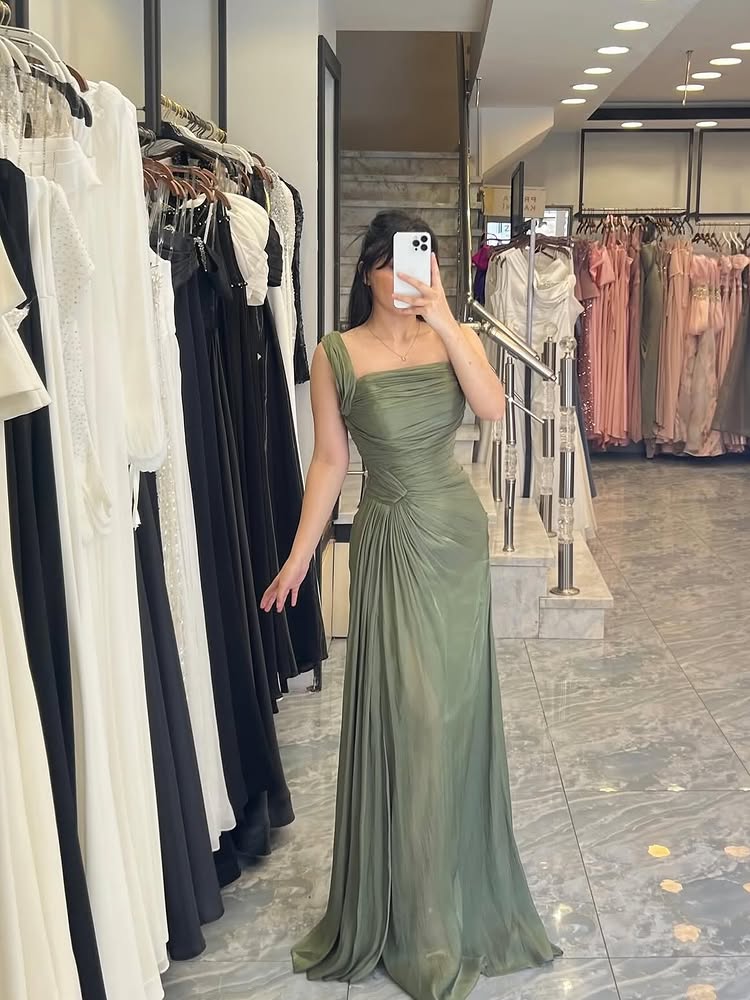 Square Neck Sleeveless Mermaid Formal Women Evening Dress