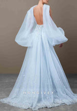 Spaghetti Straps Floor-Length Low Back Trumpet Evening Gowns with Beading Sleeves