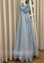 Spaghetti Straps Floor-Length Low Back Trumpet Evening Gowns with Beading Sleeves