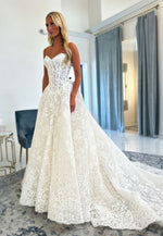 Elegant Lace Sweetheart Sleeveless A-Line Floor-Length Wedding Dress