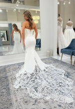 Mermaid Sleeveless Sweetheart Applique Lace Floor-Length Wedding Dress