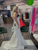 Polka Dot Strapless Sleeveless Mermaid Side Slit Floor-Length Prom Dress