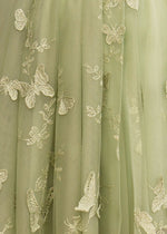 A-line Butterfly Lace Lilac Corset Prom Dress with Slit