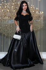 Sweetheart Sleeveless Black Shawl A-Line Floor-Length Evening Dress
