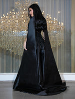 Sweetheart Sleeveless Black Shawl A-Line Floor-Length Evening Dress