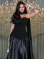 Sweetheart Sleeveless Black Shawl A-Line Floor-Length Evening Dress