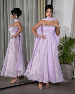 Beaded Strapless Sleeveless Shawl A-Line Ankle-Length Evening Dress