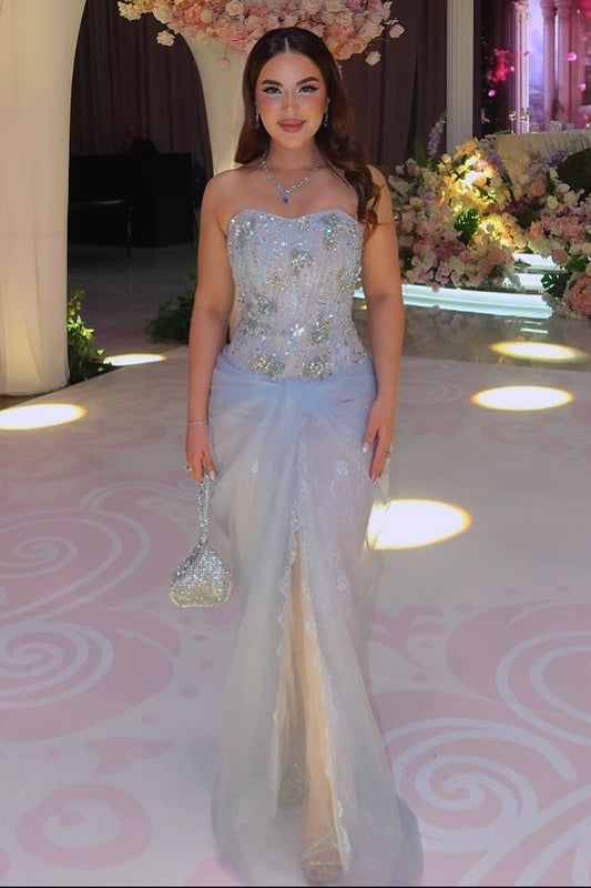 Exquisite Stapless Sleeveless Beaded Sparkle Mermaid Evening Dress
