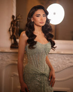 Green Sequins Sparkle Sleeveless Sleeveless Sheer Mermaid Prom Dress