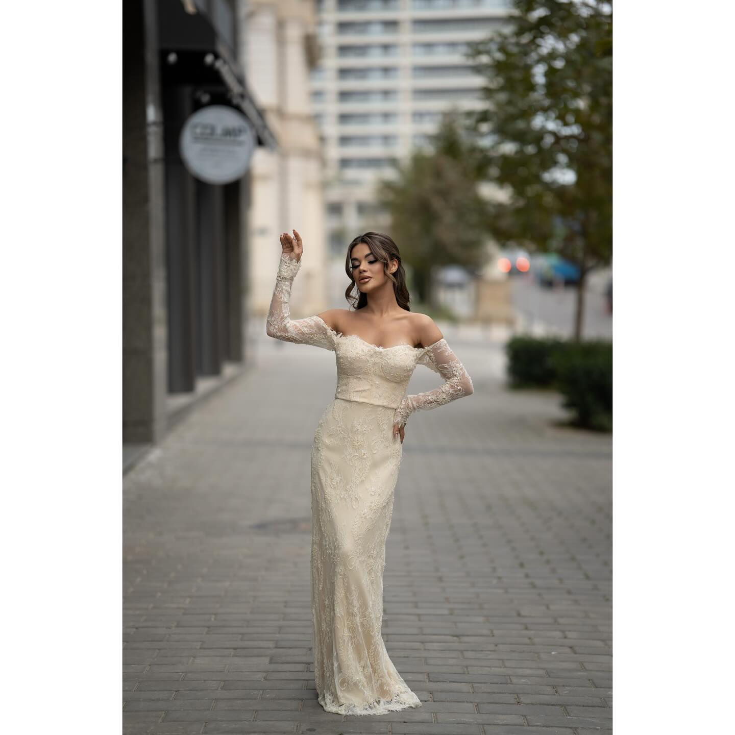 Mermaid Floor-Length Lace Off the Shoulder Long Sleeve Evening Dress