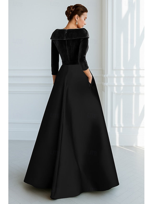 3/4 Sleeve V-Neck Flowers Floral Print Mermaid Evening Dress Floor-Length