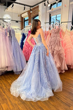 A Line Sweetheart Tulle Prom Dress with Appliques