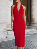 Elegance Halter Neck Midi Dress