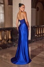 Beaded Long Formal Evening Corset Slit Prom Dress