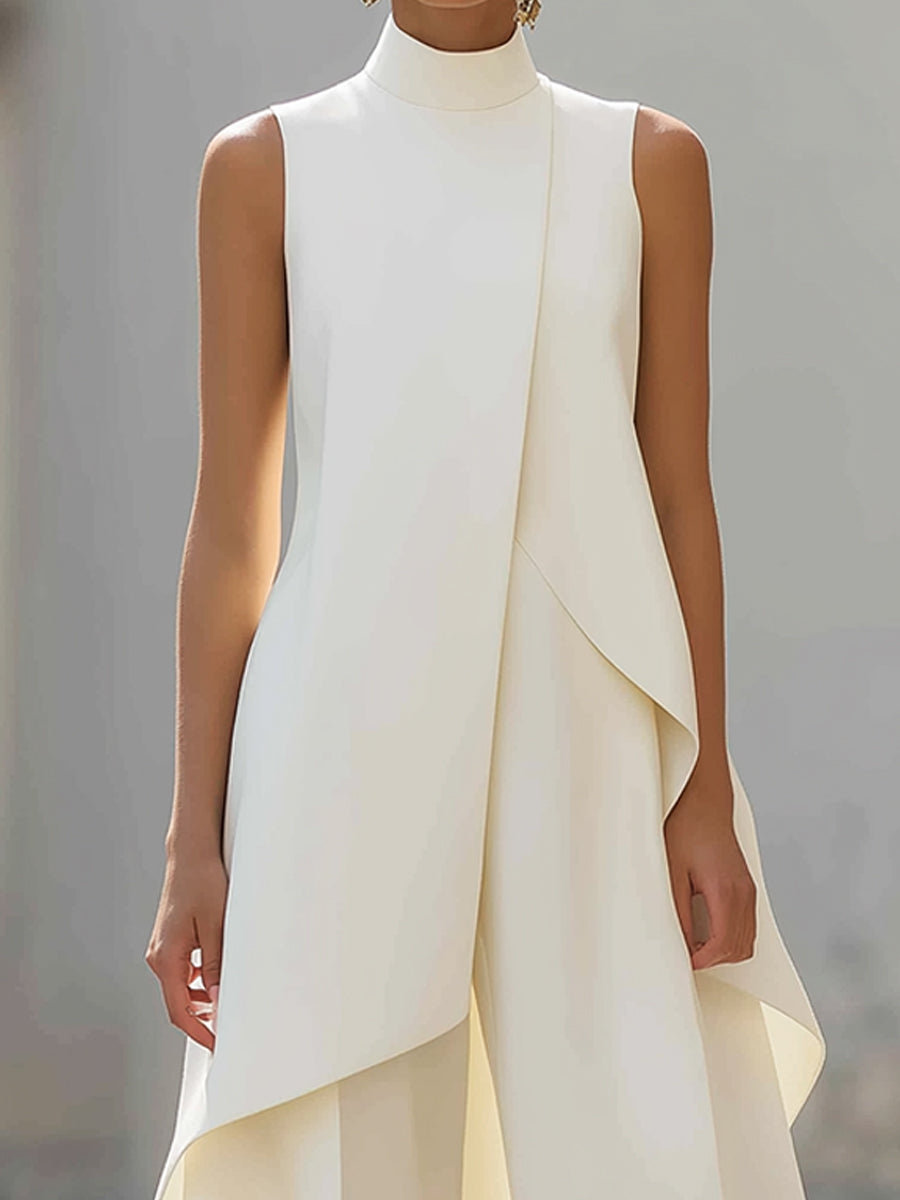 Asymmetric Layered Sleeveless Top Wide-Leg Pants Set