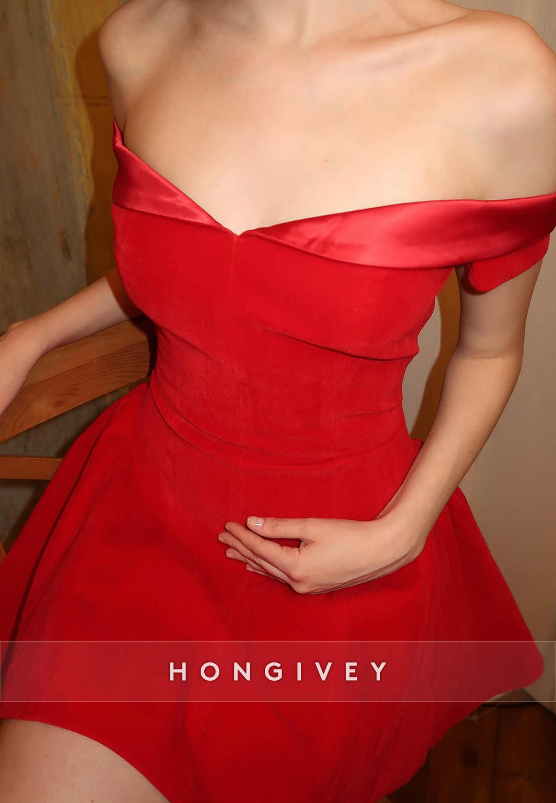 Simple Red Off the Shoulder A-Line Pleated Short Homecoming Dress