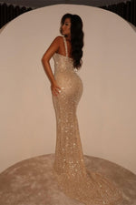 Sweetheart Straps Sleeveless Mermaid Prom Dress Long With Sequins Beads