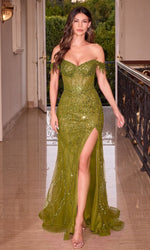 Sheer Off the Shoulder Long Sequin Prom Dress